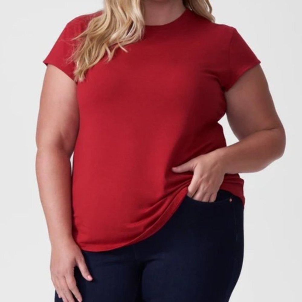 New Universal Standard Ashley cap sleeve crew neck Pima cotton t-shirt